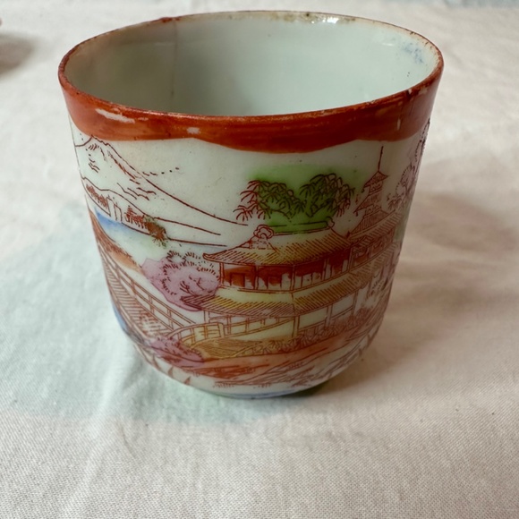 Vintage Antique Japanese Geisha Ware red porcelain demitasse cup … - Picture 12 of 16